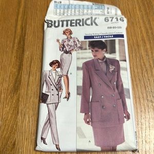 Vintage uncut sewing pattern misses jacket, blouse, skirt, pants